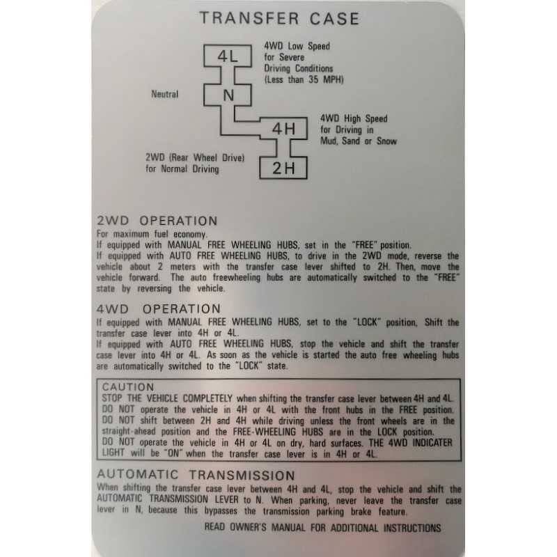 Suzuki Vitara gear change sticker 28381-60A01