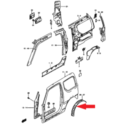 Parafango, estensione modanatura posteriore sinistro Suzuki Jimny 64660-81A00