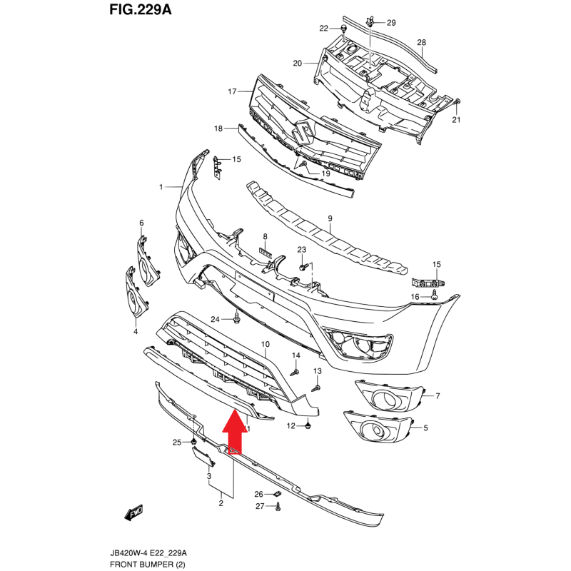 ビータ Front Bumper Trim Suzuki Grand Vitara 71722-77KA0-PCG | N-Parts