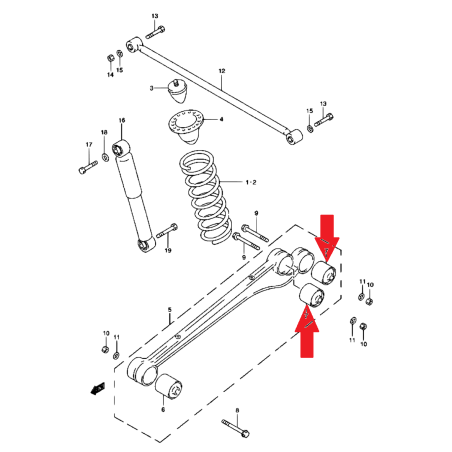 Tuleja wahacza tył, wzdłużnego SUzuki Jimny 46282-81A00