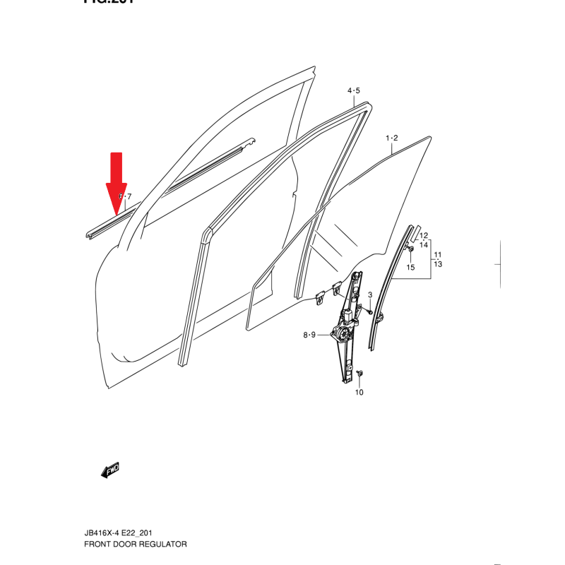 Guarnizione parapioggia porta sinistra Suzuki Grand Vitara 83821-64J00
