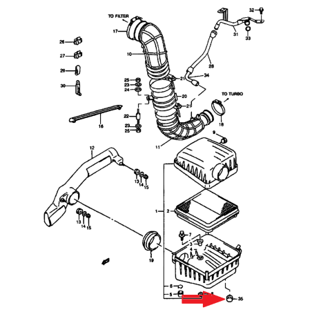 Unterlage, Hülse des Luftfiltergehäuses für Suzuki Vitara HDI 84933-85C00.