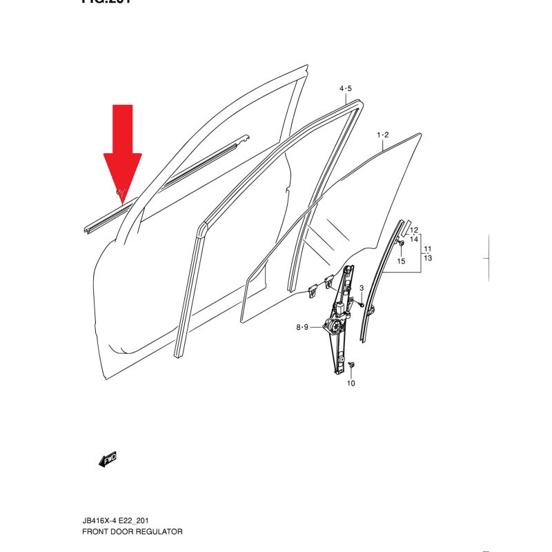 Listwa zgarniająca drzwi prawych Suzuki Grand Vitara II 83811-64J00