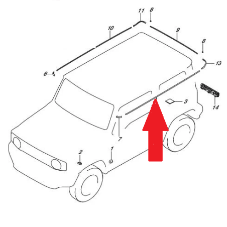Moldura de techo izquierda Suzuki Jimny 2018-... 78151-78R00-5PK