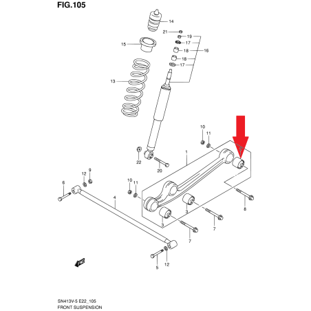 Suzuki Jimny longitudinal control arm bushing 46213-76J00