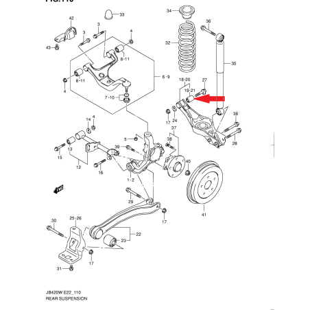 Suzuki Grand Vitara II coussinet de bras de contrôle arrière 46122-65J00